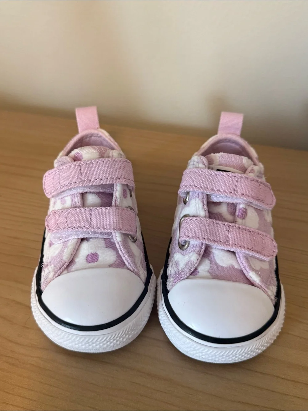 Toddler Pink Floral Canvas Velcro Converse